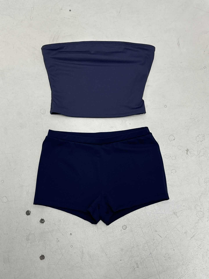 Dame Bandeau-badebukse med shorts Skjora