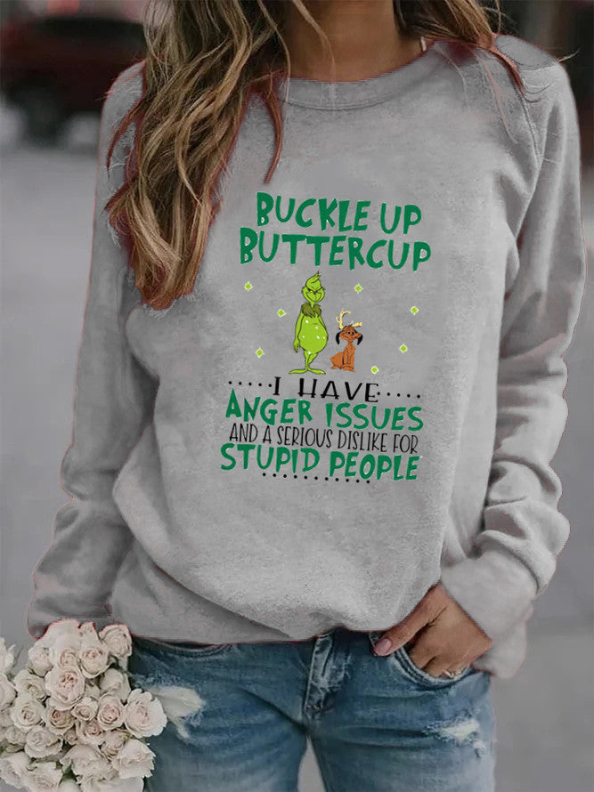 Kvinne sweatshirt med humoristisk sitat og kreativt design Skjora