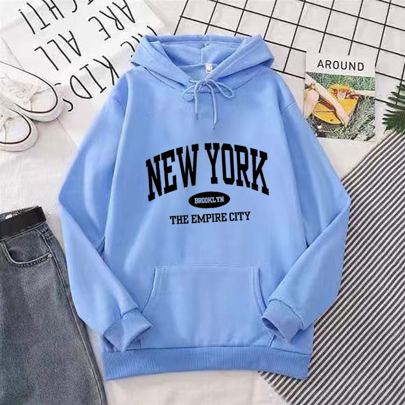 Kvinne behagelig hettegenser med New York-print Skjora