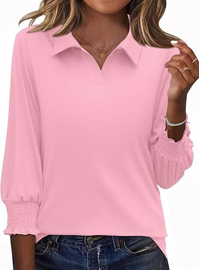 Damer Elegant Polo Shirt med Ruffle Detaljer Skjora