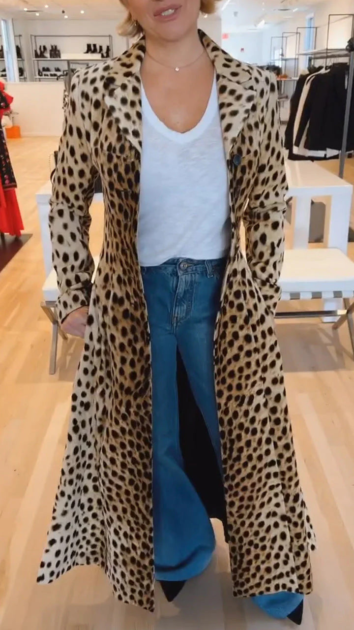 Damer Leopardmønster Kåpe Skjora