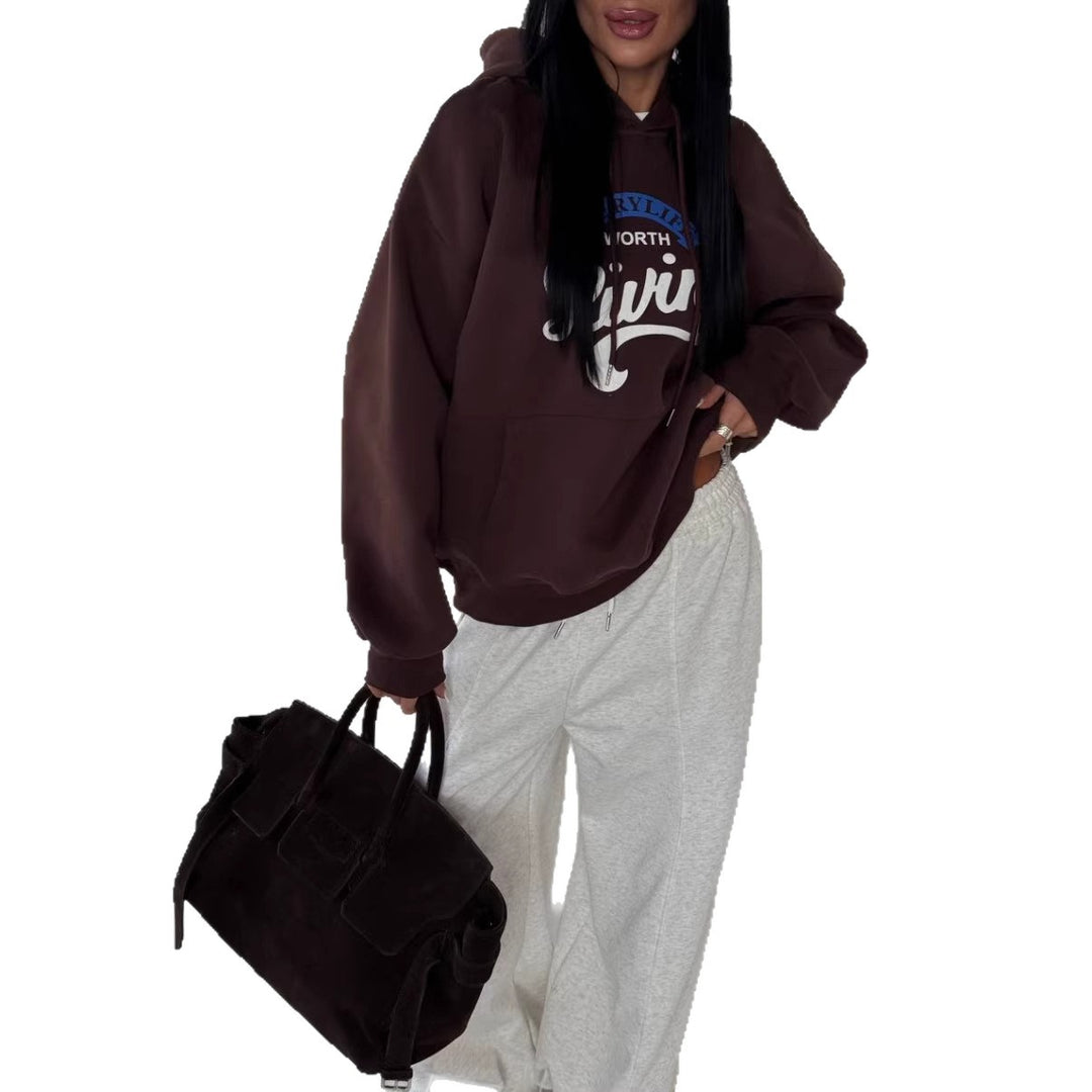 Dame casual hettegenser med originaltrykk og oversized snitt Skjora