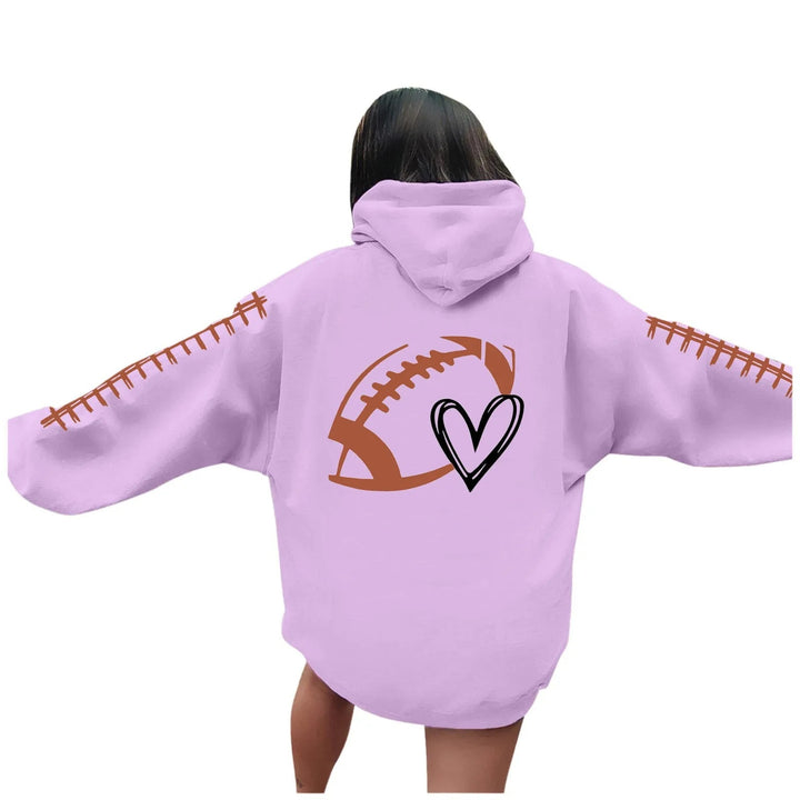 Damehoodie med kreativ fotballmotiv og avslappet passform Skjora