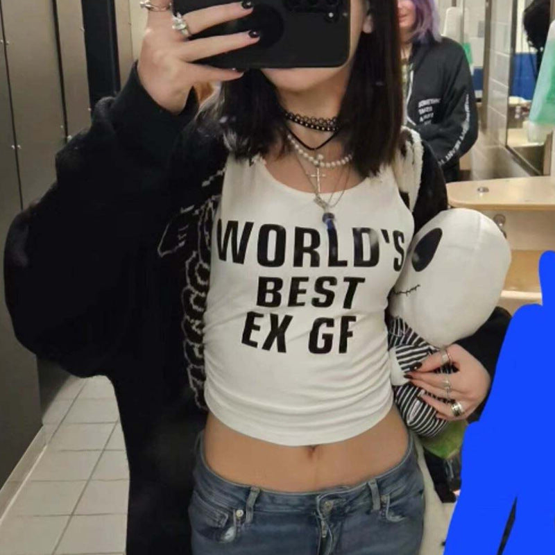 Damer figurnærende Crop-Top med iøynefallende tekst Skjora