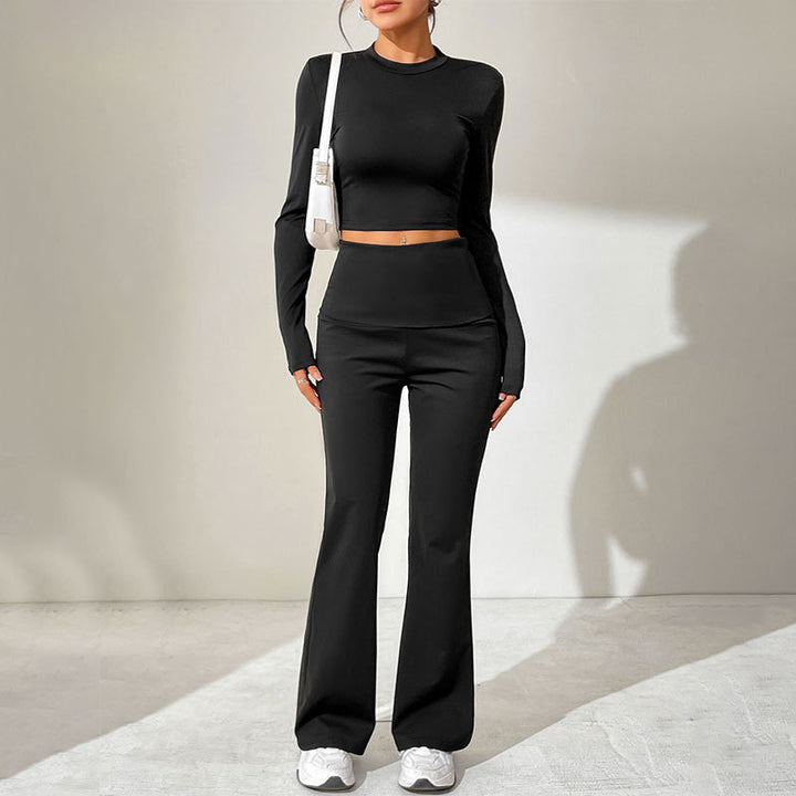 Dame Sporty sett med kombinert cut-out topp og vid bukseantrekk Skjora