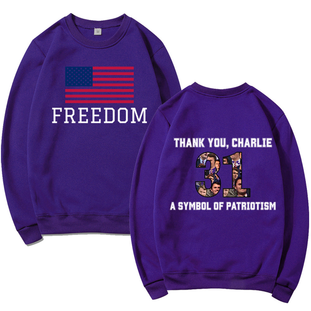 Kvinnesweatshirt med patriotisk trykk og mykt materiale Skjora