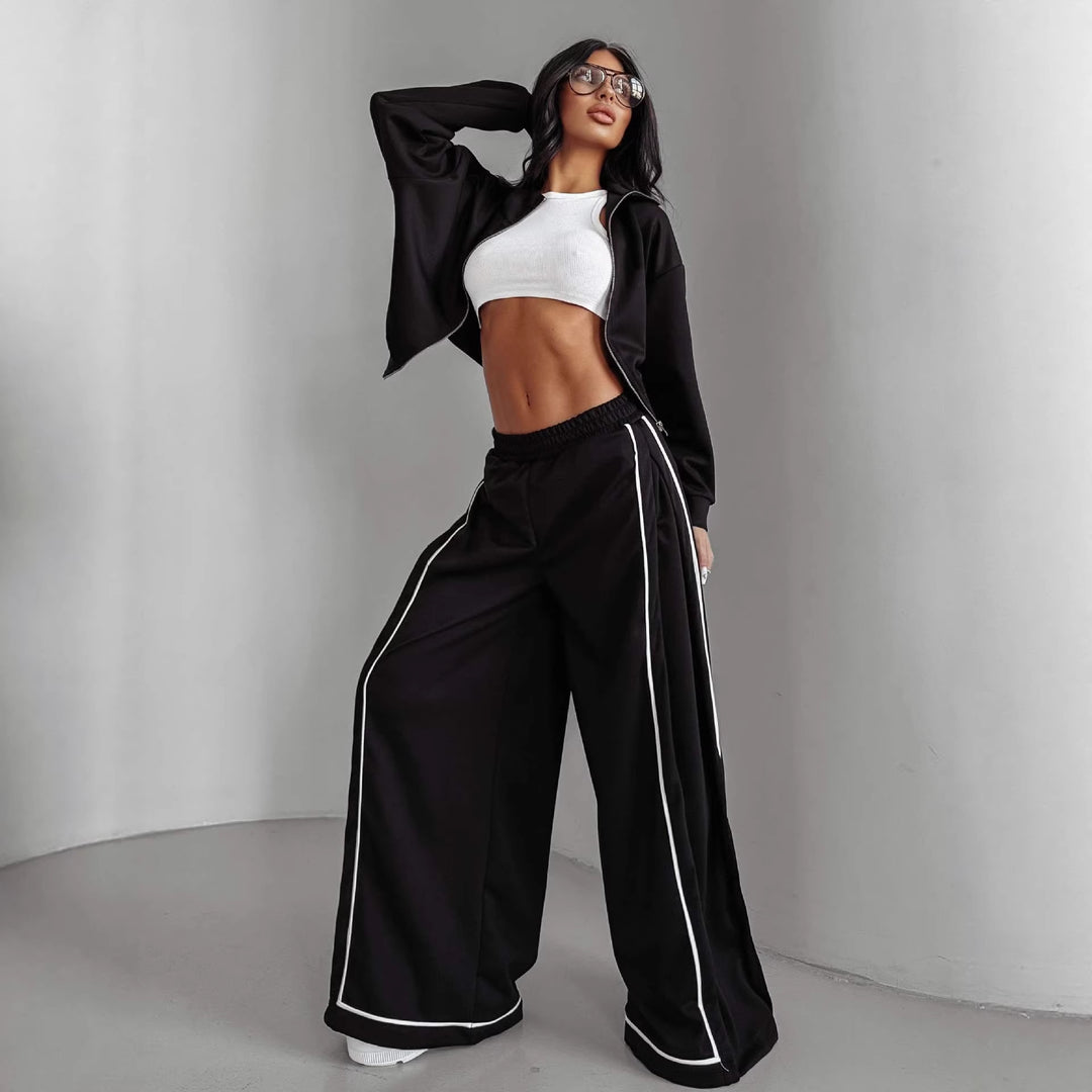 Dame casual tracksuit med løs passform og praktiske lommer