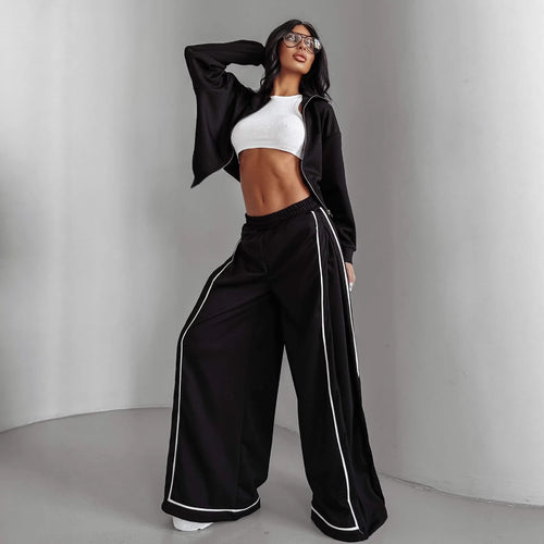 Dame casual tracksuit med løs passform og praktiske lommer