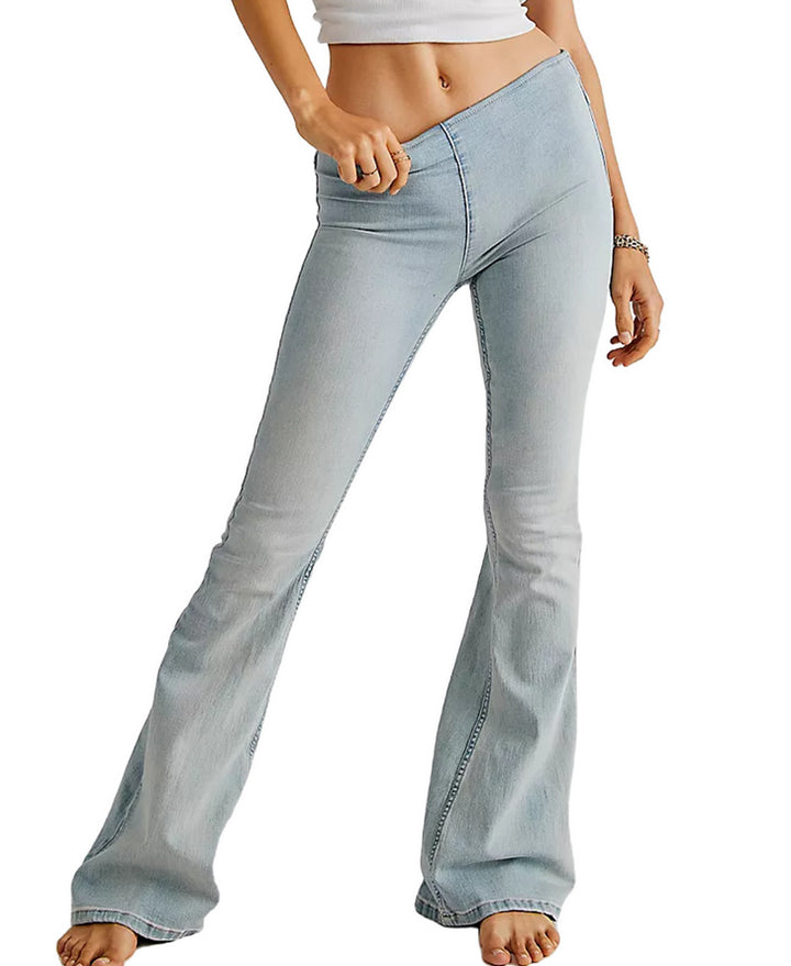 Damer Flared Jeans i en uformell stil med høy livhøyde og figurvennlig silhuett Skjora