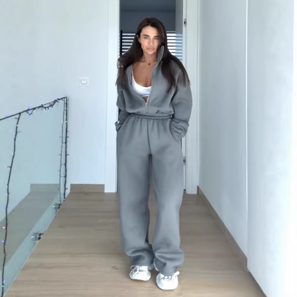 Damer casual joggedrakt med oversized hettegenser og elastiske bukser
