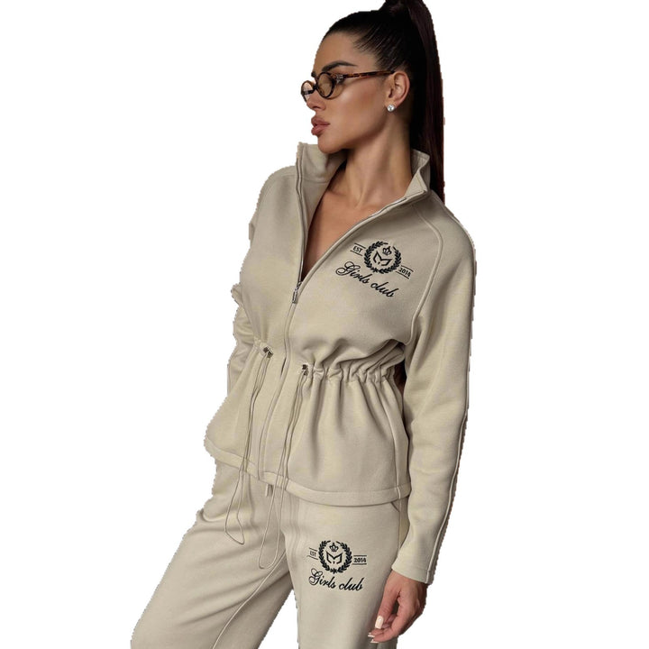 Kvinners sporty loungewear-sett med høy krage og elastisk midjebånd Skjora