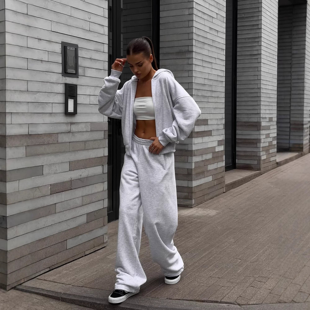 Dame casual oversized hettegenser og vide joggebukser sett Skjora