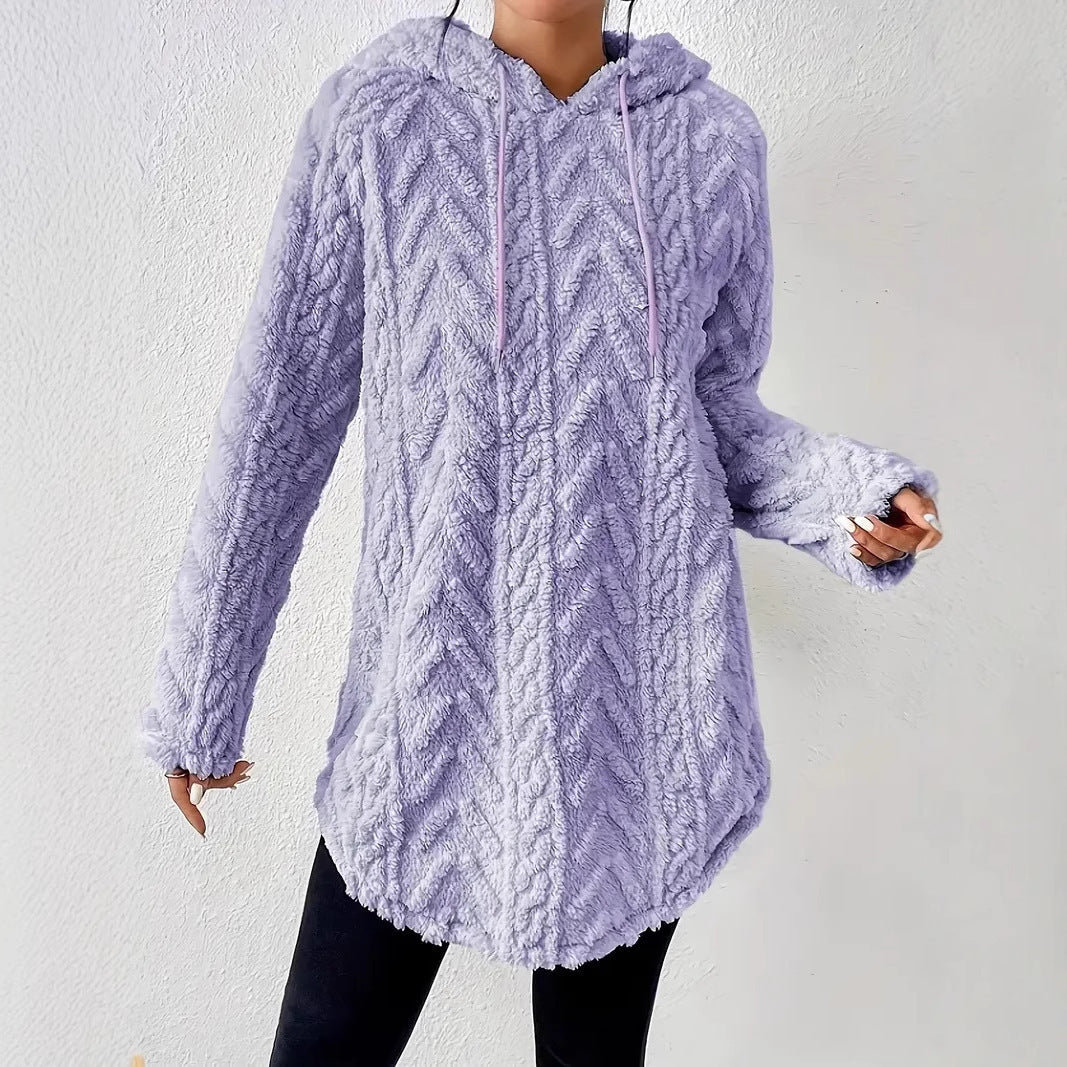 Kvinnenes koselige fleece hettegenserjakke med teksturert ribbedesign Skjora