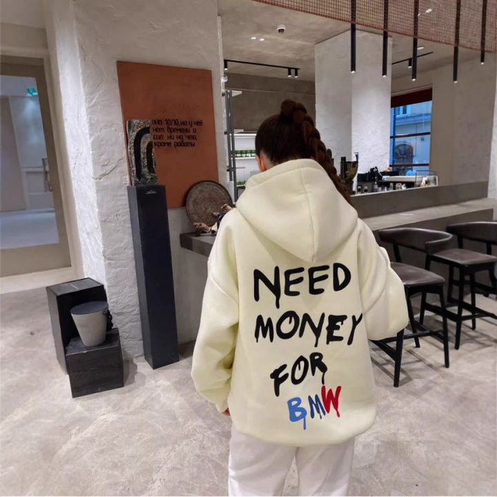 Dame Oversized Hoodie med stilige bokstaver Skjora
