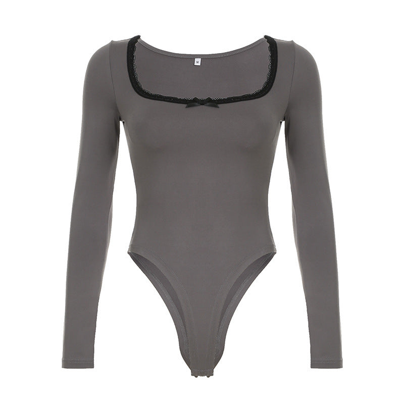 Damer Elegant Langermet Bodysuit med dekorativt bånd Skjora