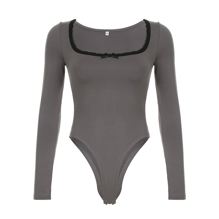 Damer Elegant Langermet Bodysuit med dekorativt bånd Skjora