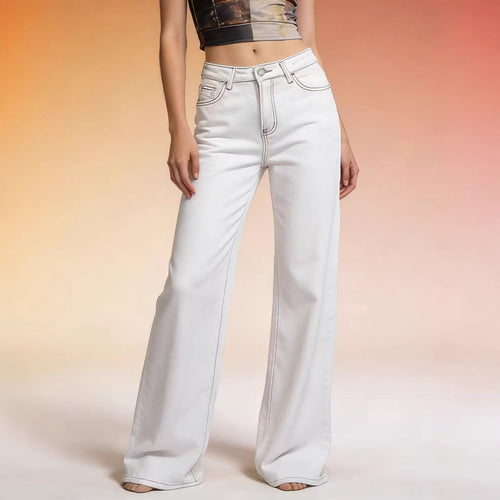 Dame Flared Jeans med høy midje og elegante sømdetaljer Skjora