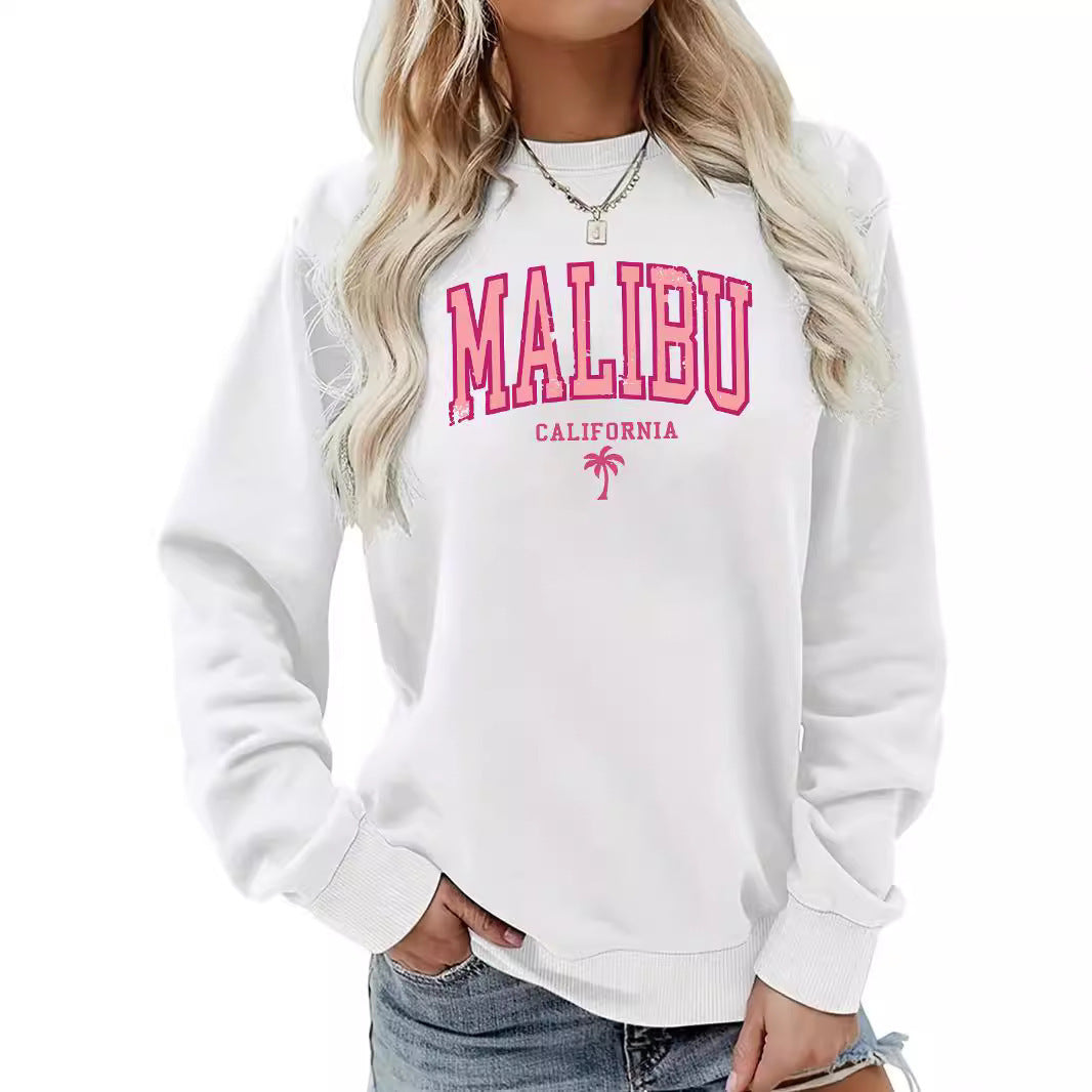 Dame sweatshirt med livlige Malibu bokstaver og avslappet passform Skjora