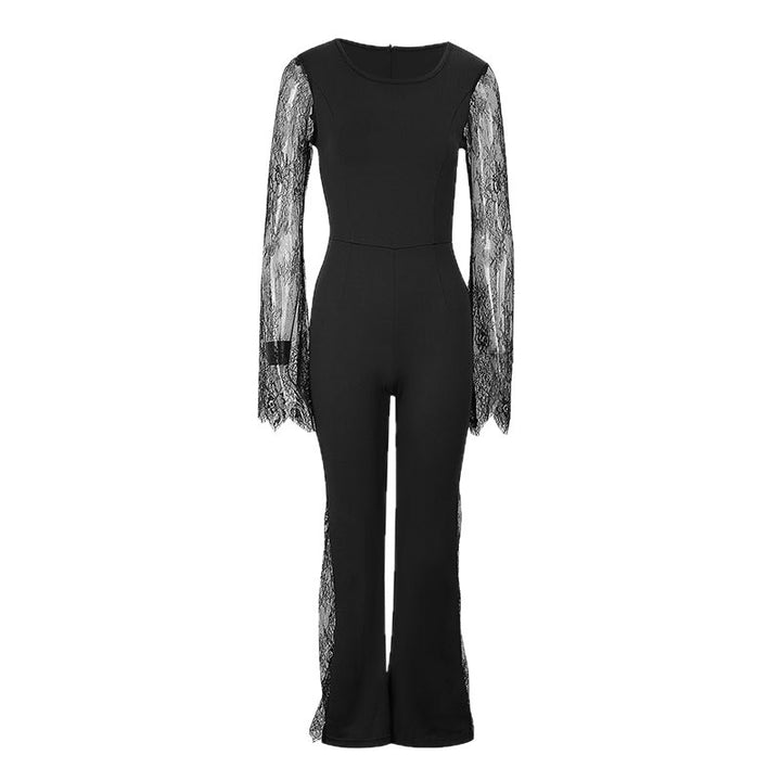 Damer Elegant Jumpsuit med skimrende spisse og vide ben Skjora