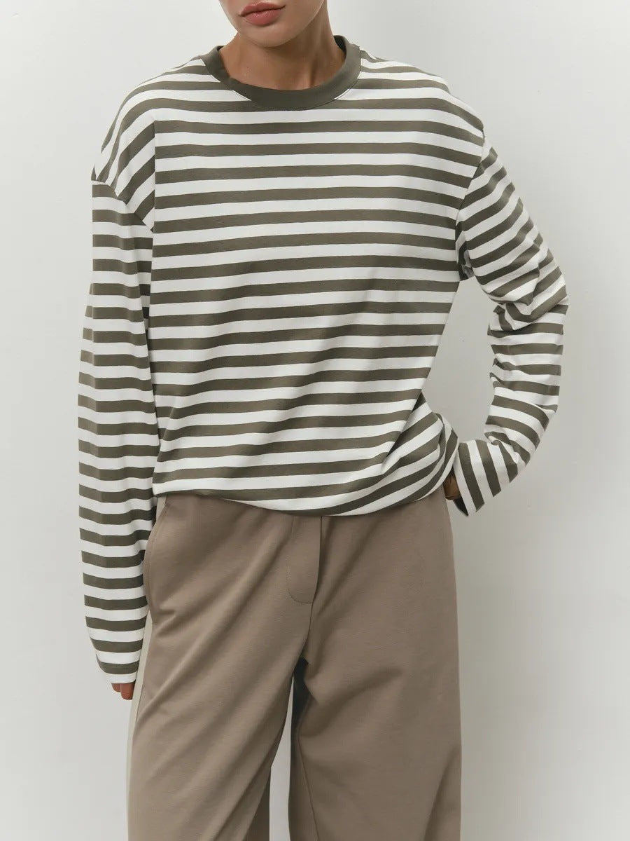 Kvinne Langermet Skjorte med Fasjonabelt Stripesmønster Skjora