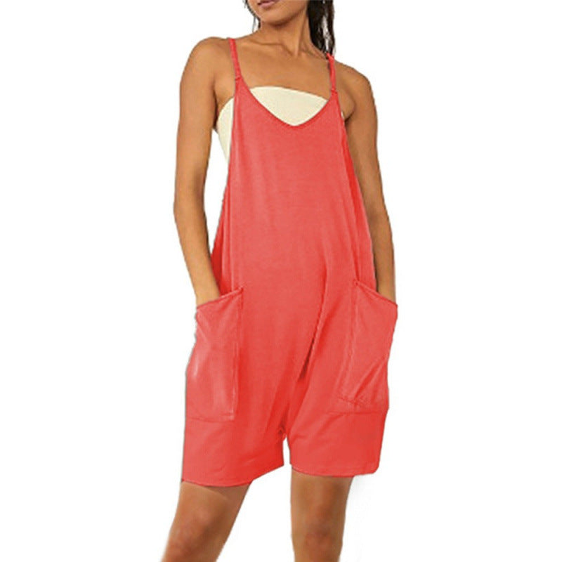 Damer Casual Jumpsuit med dyp utringning og praktiske lommer Skjora