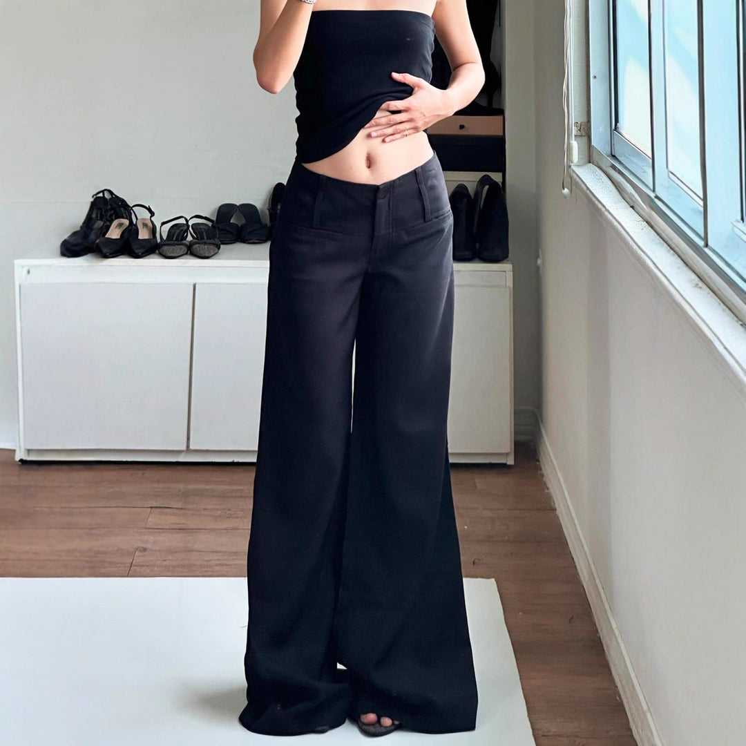Dame Bred Høy midje Bukse Skjora