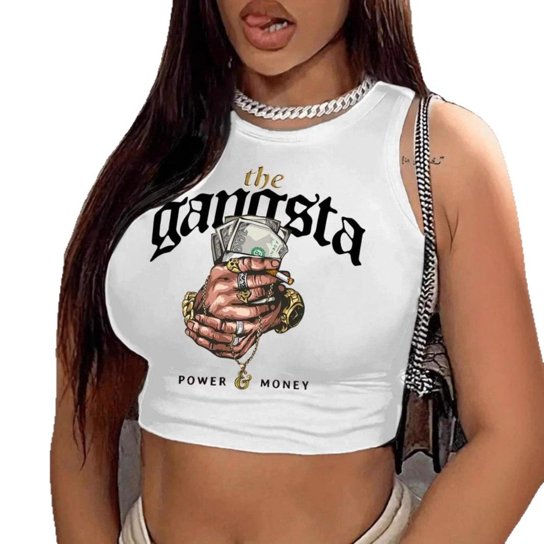 Dame Crop-Topp med urban grafikktrykk og trendy stil Skjora