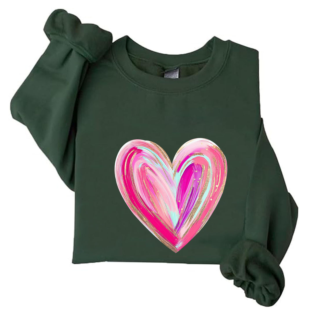 Kvinnenes sweatshirt med kreativ hjerte design Skjora