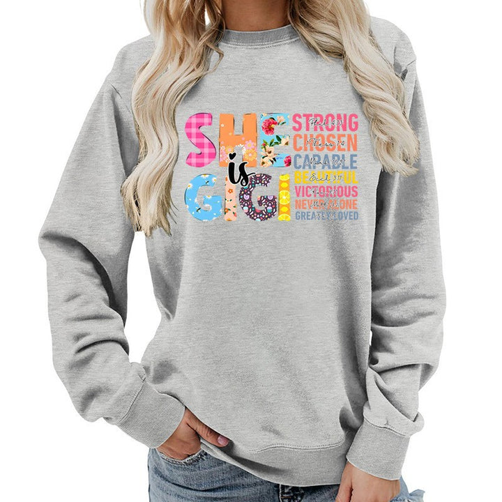 Kvinne sweatshirt med inspirerende tekstdesign Skjora