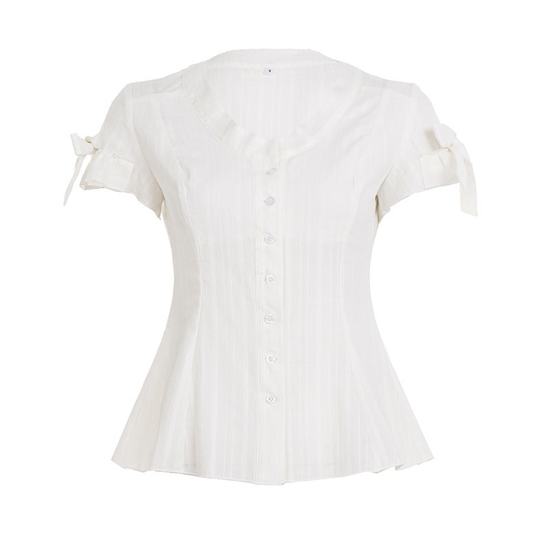 Dame Blusenshirt med moderne snitt og volangdetaljer Skjora