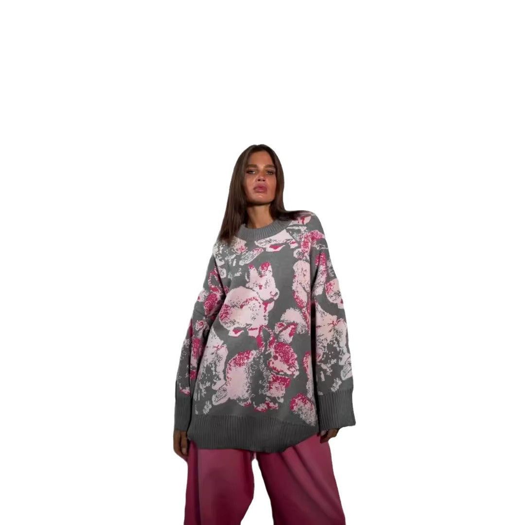 Kvinnens koselige sweatshirt med trendy blomstermønster Skjora
