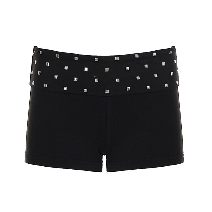 Dame shorts med glitrende strassbånd Skjora