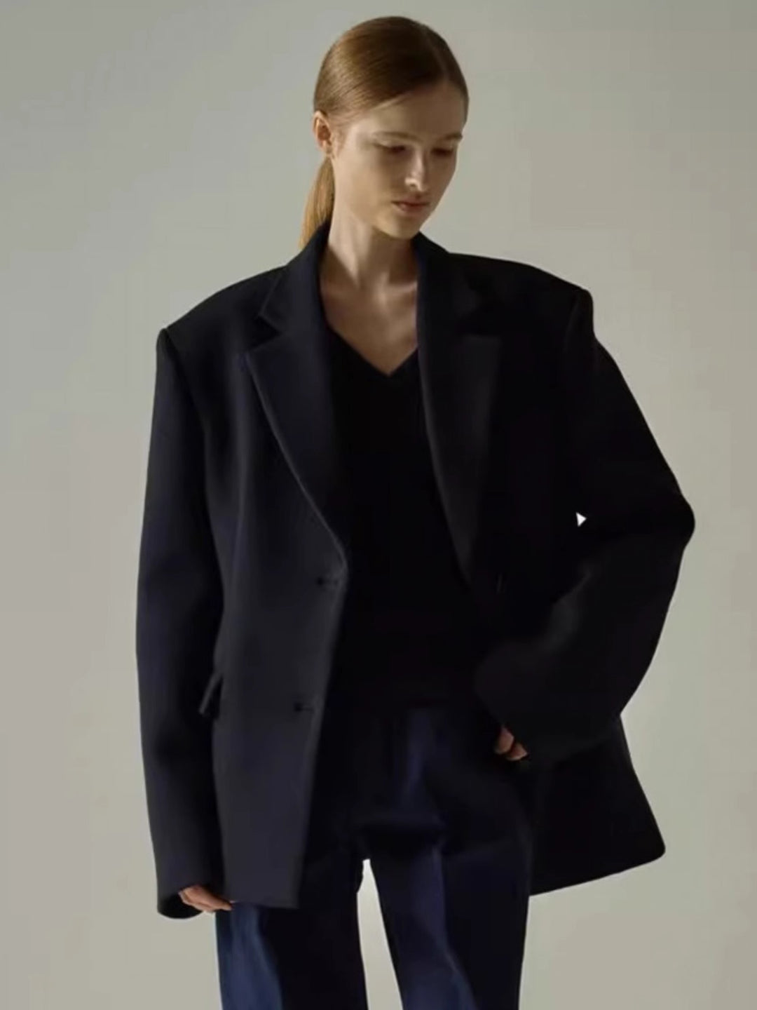 Dame elegant oversized blazer med raffinert innermantel Skjora