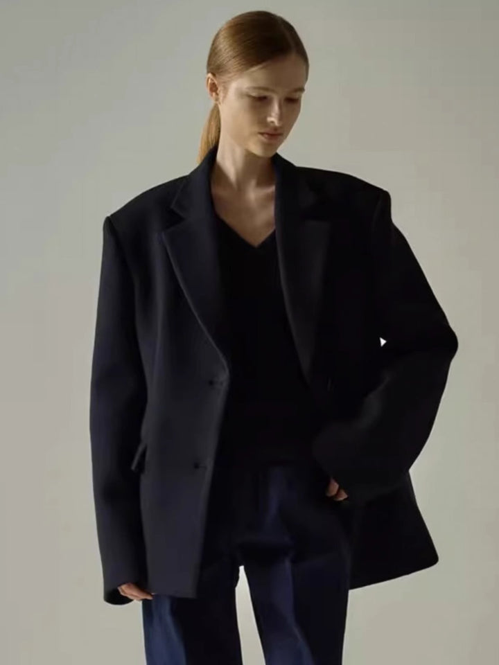 Dame elegant oversized blazer med raffinert innermantel Skjora