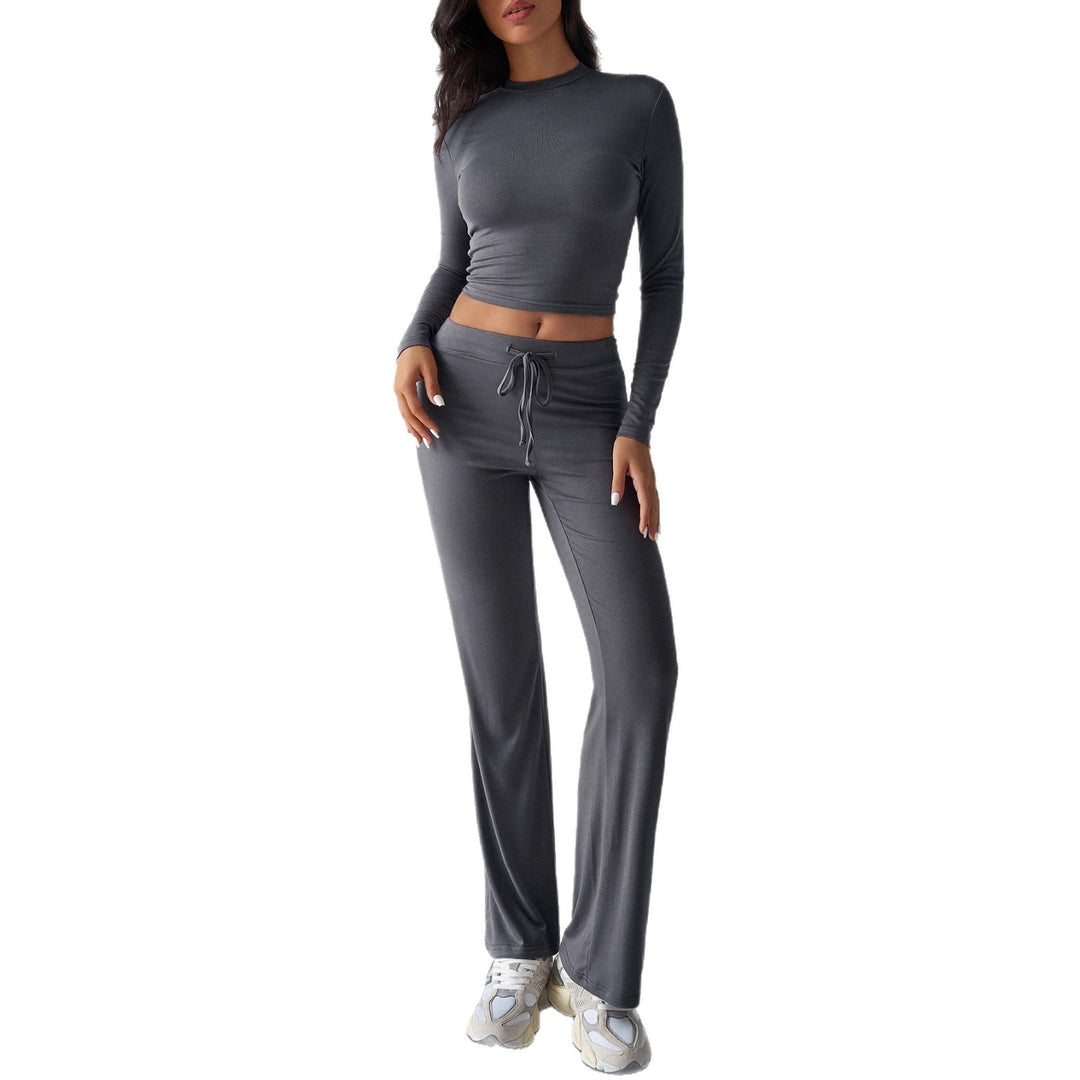 Women's Sporty Lounge Set with Long-Sleeved Top and Wide-Legged Pants Skjora