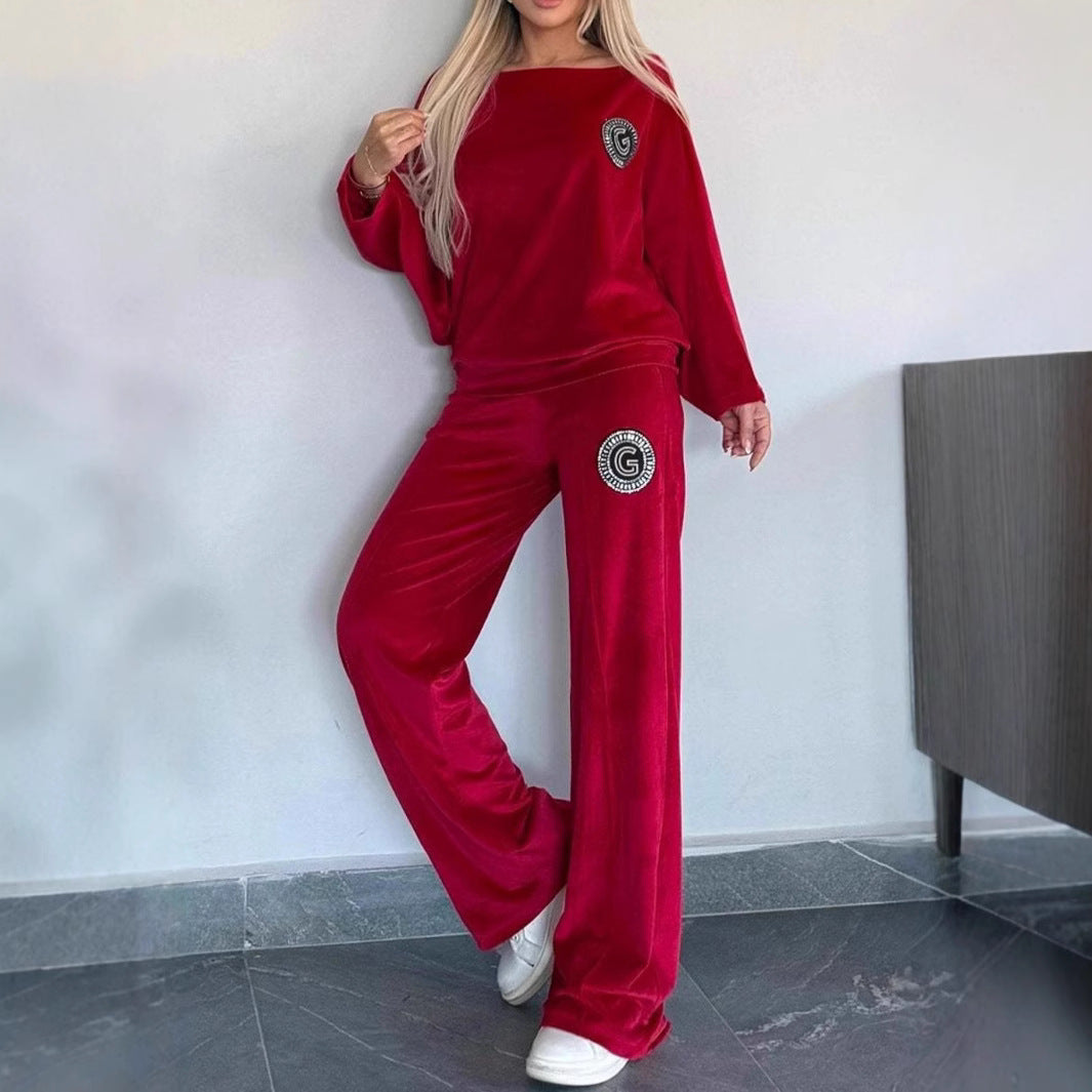 Dame Casual Velvet Loungewear Set med Myk Cut Skjora