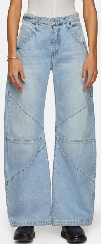 Damer brede jeans med unikt sømdesign i den trendy stilen Skjora