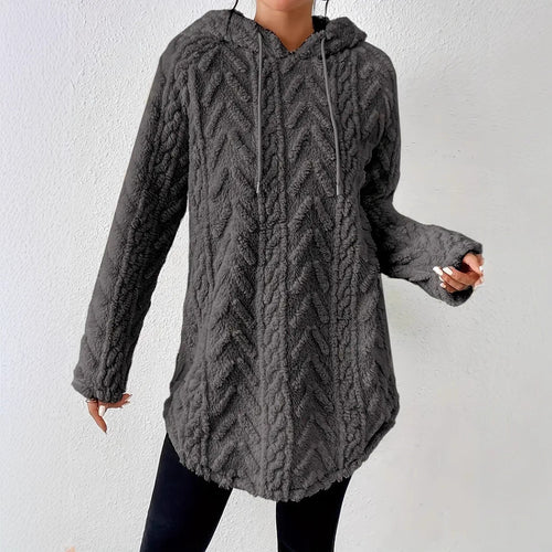 Kvinnenes koselige fleece hettegenserjakke med teksturert ribbedesign Skjora