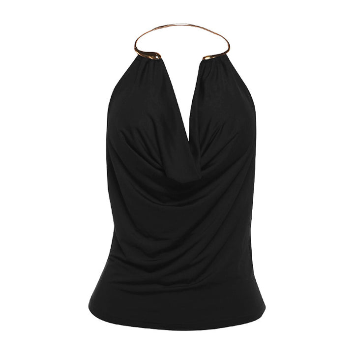 Dame innpakkingstopp med raffinert utringning og elegant drapering Skjora