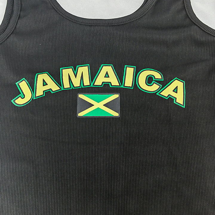 Dame ermeløs tanktop med avsatt Jamaica-motiv og strukturert stoff Skjora