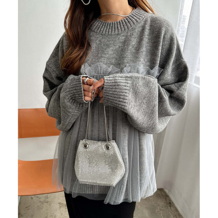 Oversized genser dame med volangdetaljer Skjora