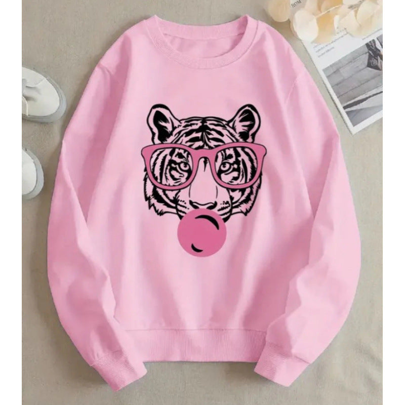 Kvinnes sweatshirt med kreativ tiger grafisk design Skjora
