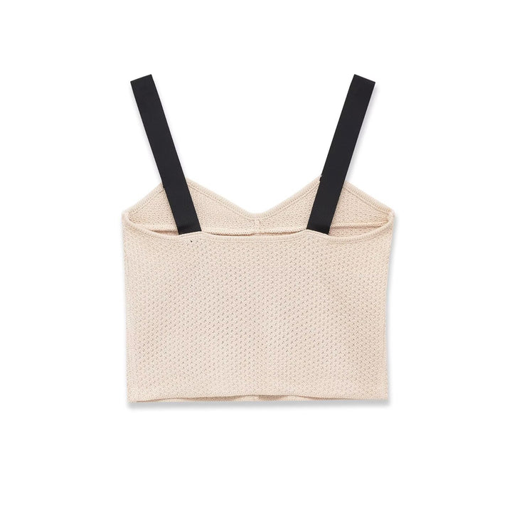 Dame Crop-Top med elegant V-hals og raffinert struktur Skjora