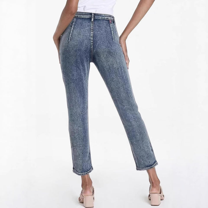 Dame Slim-Fit Jeans med moderne slitteffekt og høy midje Skjora