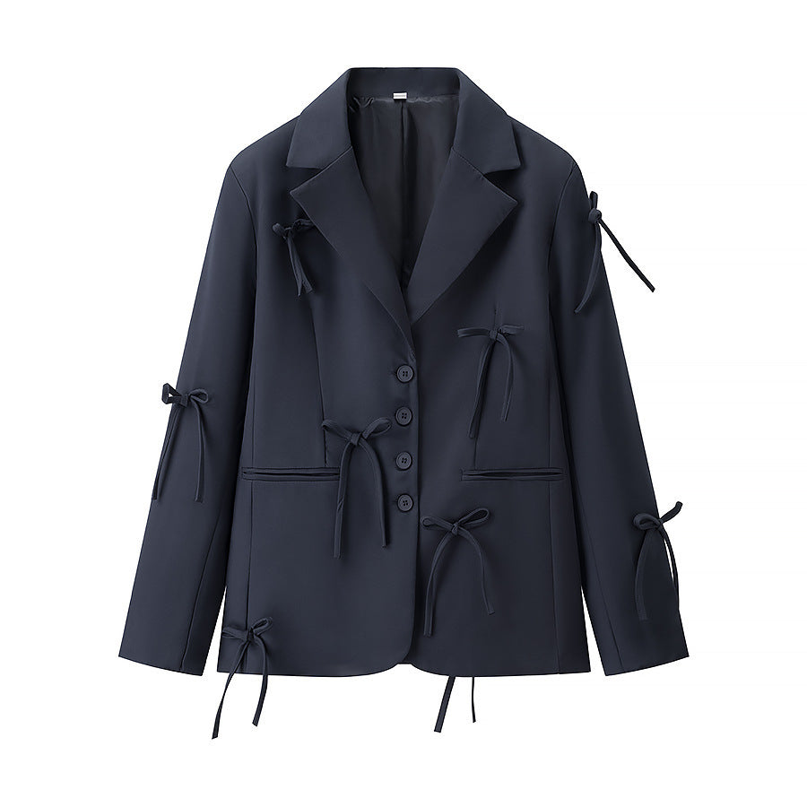 Dame mote blazer jakke med dekorative bånd detaljer Skjora