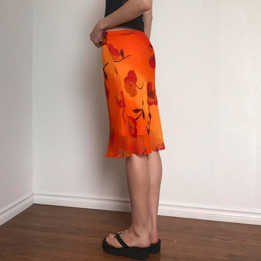 Ladies' airy maxi skirt with floral design Skjora
