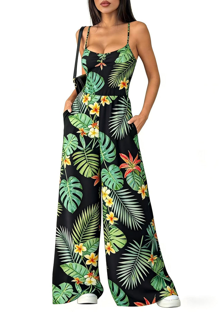 Damen Elegant Jumpsuit med geometrisk utskrift og brede ben Skjora