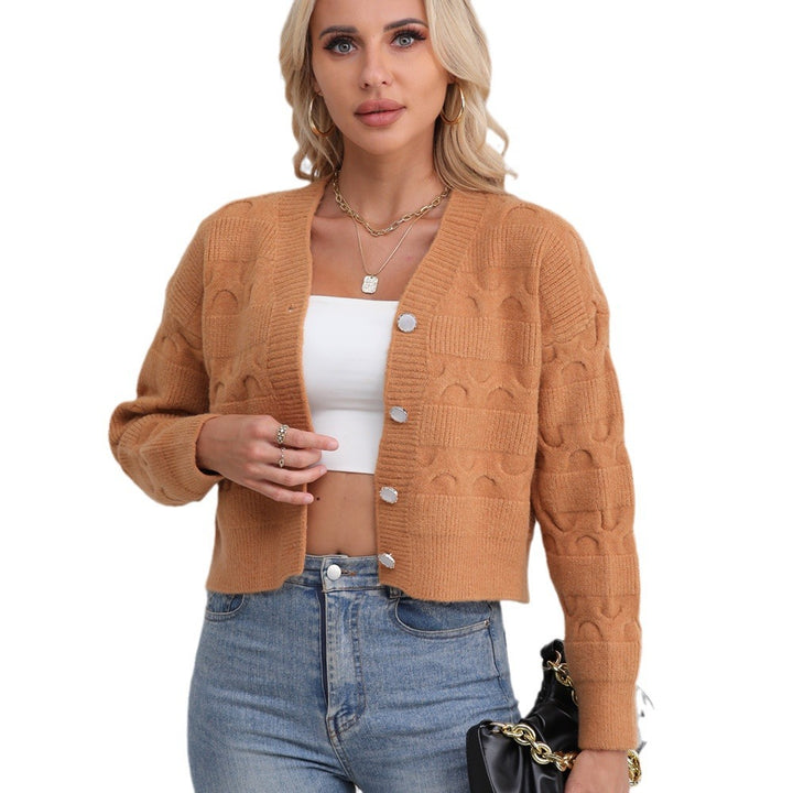 Dame cardigan med moderne jacquard mønster Skjora