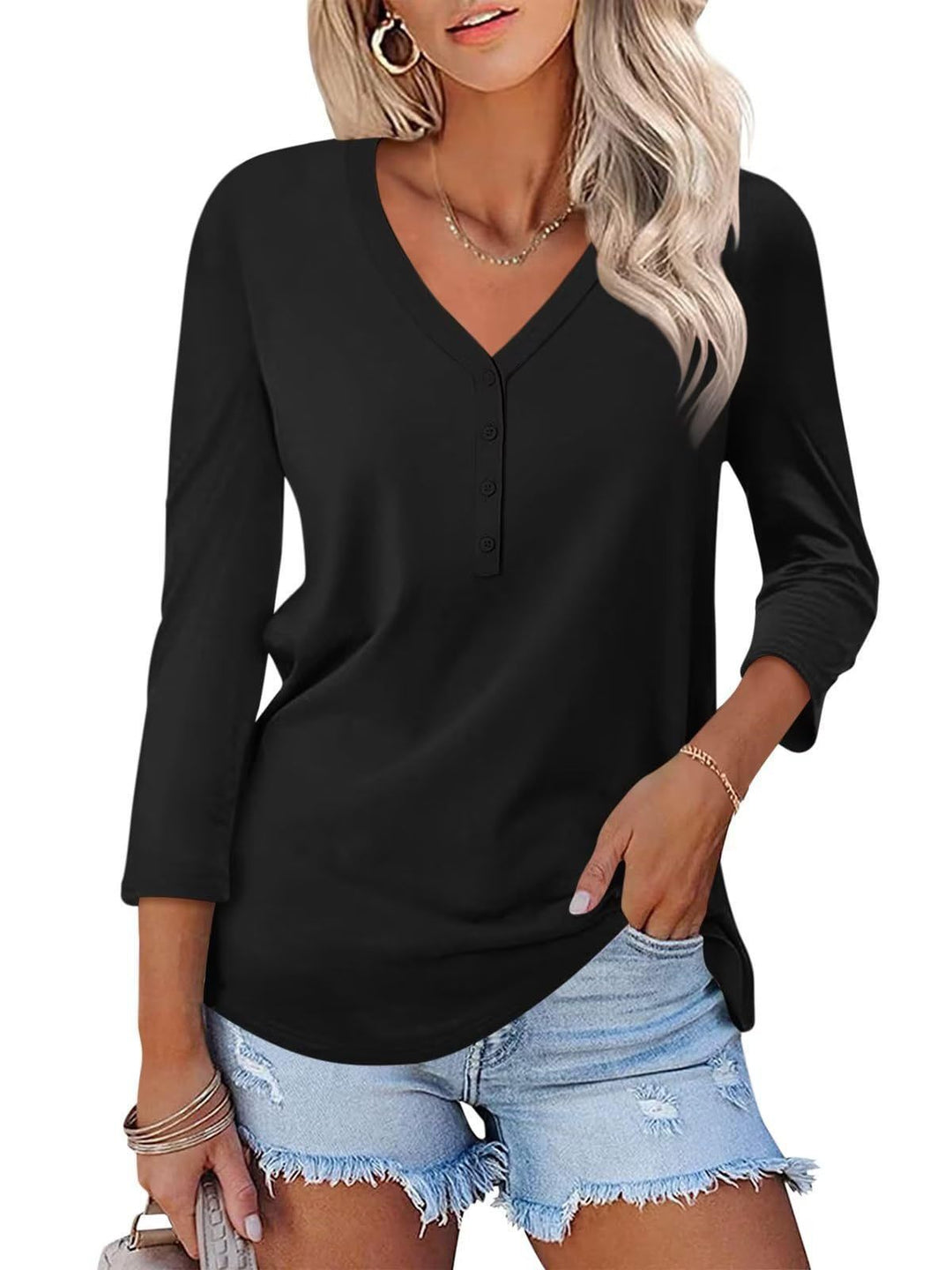 Women's Long Sleeve V-neck Shirt Skjora