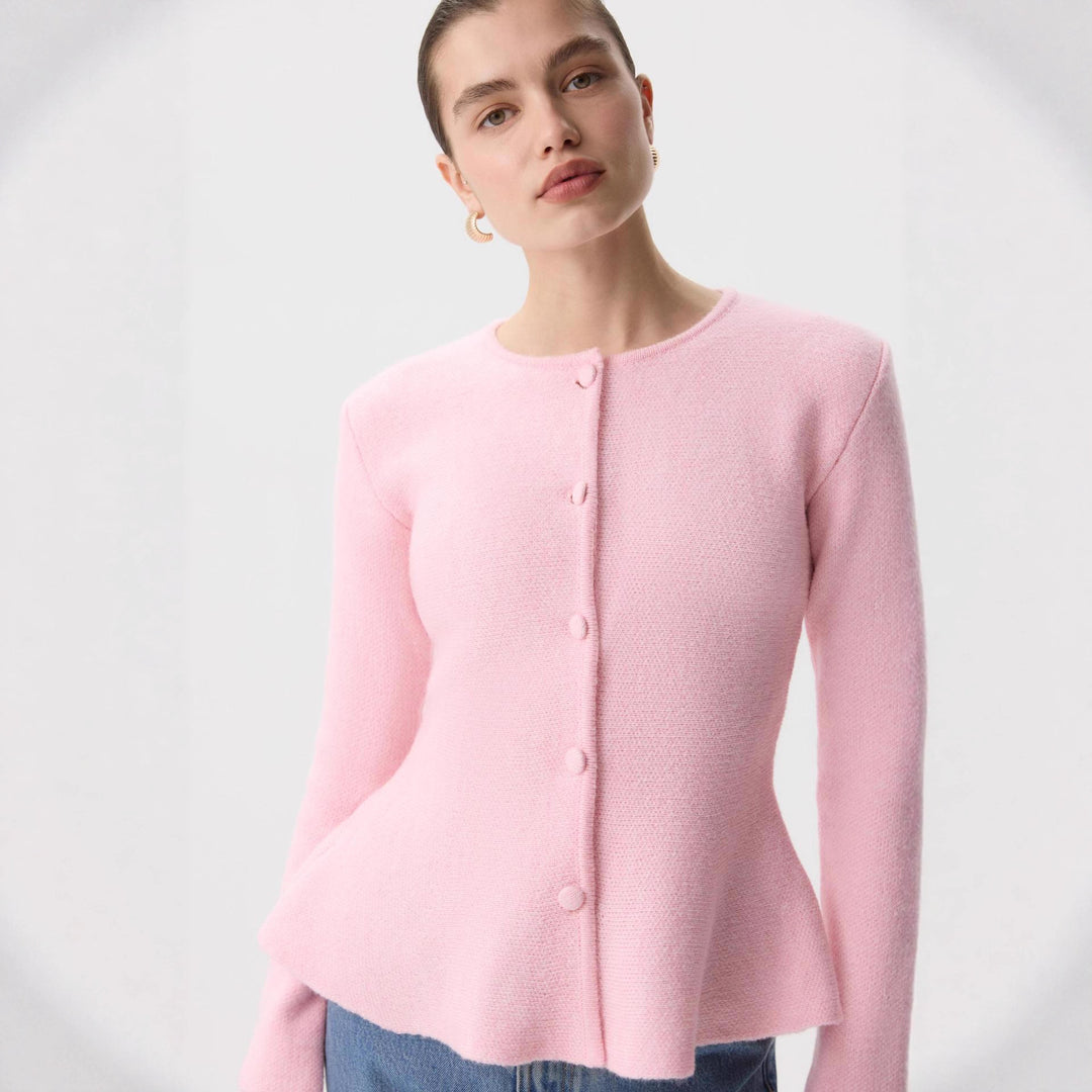 Damer elegant cardigan med teksturdesign og figurtilpasset snitt Skjora